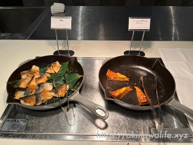 温製料理：焼魚とキッシュ
